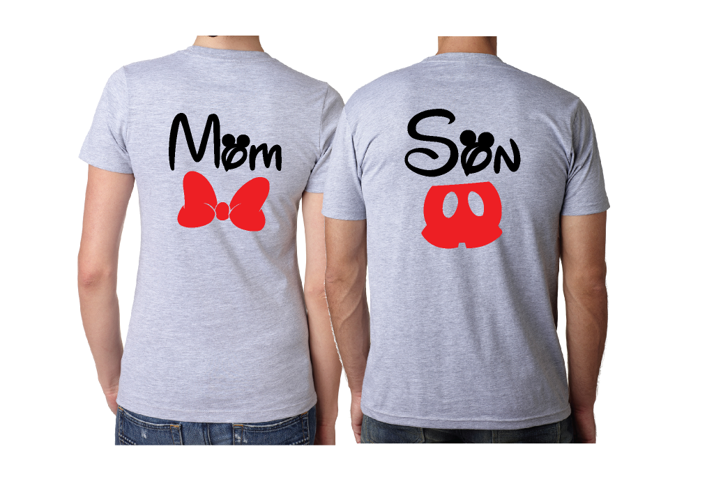Family 2 Shirts, Mom Son Minnie Mouse Cute Red Bow Mickey