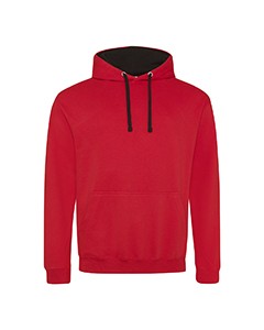 Pullover Contrast Hooded Fire Red Jet Black