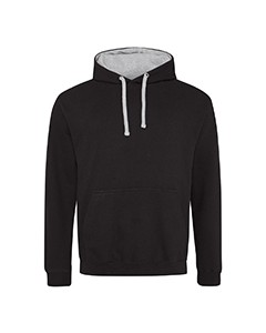 Pullover Contrast Hooded Jet Black Heather Grey
