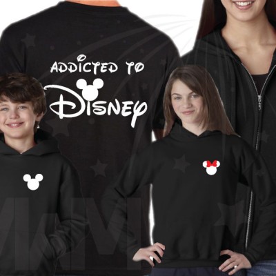 Family Shirts Addicted To Disney With Mickey Minnie Mouse Head, Last Name