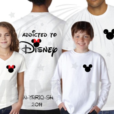 Addicted To Disney 3 and more Shirts With Mickey Minnie Mouse Heads Last Name Special Date