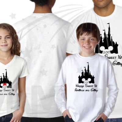 3 or more Friends Shirts Cinderella Castle Minnie Mouse Head Cute Red Bow 2022 Happy Sweet 16 Amanda and Gabby