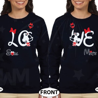 LGBT Lesbians Love Soulmate Shirts Kissing Minnie Mouse Cute Polka Dot Bow (free rhinestones, optional)