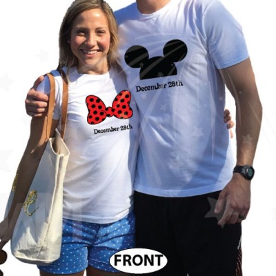 His Hers Minnie Mouse Bow Mickey Mouse Head With Wedding Date