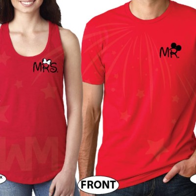Just Married Disney Couple Matching Shirts For Mr Mrs With Special Wedding Date