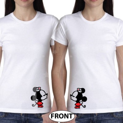 LGBT Lesbian Very Cute Couple Shirts For Mrs Little Minnie Mouse Kissing With Last Name and Special Date