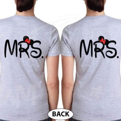 LGBT Lesbian Mrs With Little Minnie Mouse Cute Kiss Couple Shirts