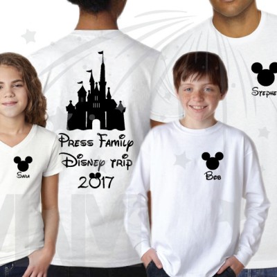 Matching Family Shirts, Last Name, Disney Trip 2022, Mickey Mouse Head with Custom Names