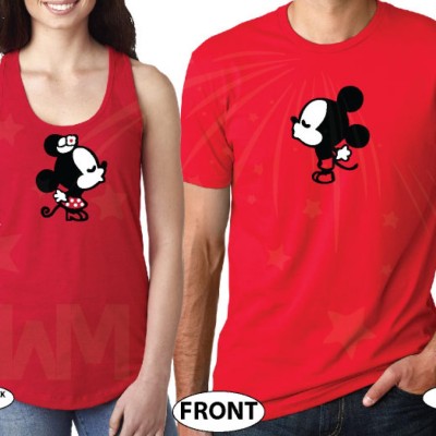 Mickey Minnie Mouse Matching Shirts Cute Kiss