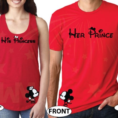 Her Prince His Princess Mickey Minnie Mouse Kissing On Front Design Pocket