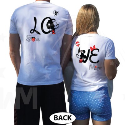 Disney LoVe SoulMate Matching Couple Shirts With Mickey Minnie Kissing