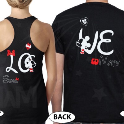 Disney LoVe SoulMate Matching Couple Shirts With Mickey Minnie Kissing