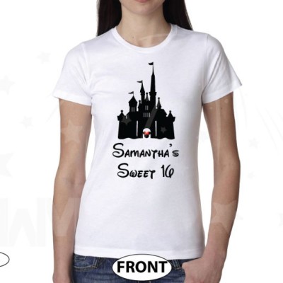Sweet 16 Shirt With Disney Castle And Custom Name