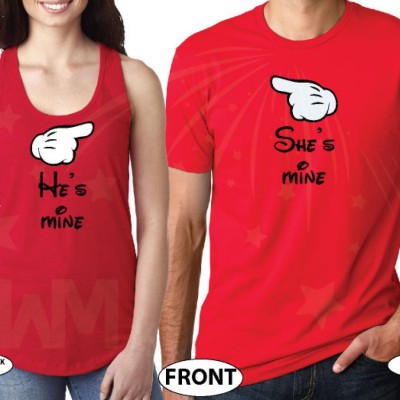 She's Mine He's Mine Her Prince His Princess Mickey's Hands In Heart Shape Unisex Sweatshirts, Ladies T-Shirts, Womans Tank Tops, Mens Tank Tops and more