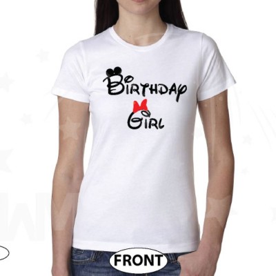 Birthday Girl Minnie Mouse Cute Red Bow On Shirt
