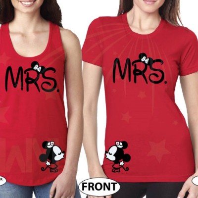 LGBT Lesbian Shirts Mrs and Mrs Shirts With Kissing Little Minnie Mouse