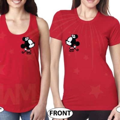 LGBT Lesbian Matching Couple Shirts Soulmate Soul Mate Very Cute Little Kissing Minnie Mouse MWM Married With Mickey