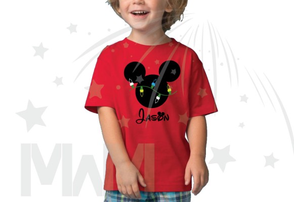 Christmas Shirt Mickey Mouse Christmas Light Bulds With Name Toddler Sizes