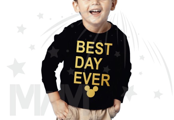 Best Day Ever Mickey Head Gold Graphics