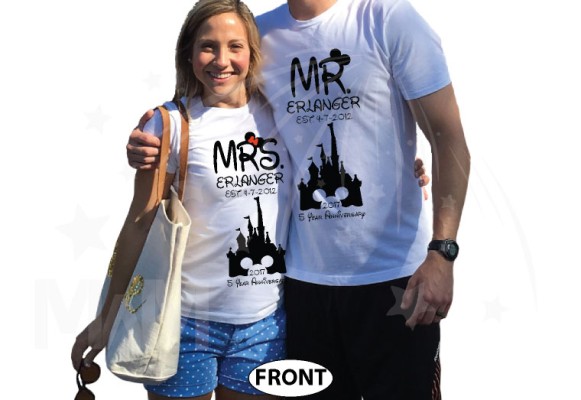 Mr Mrs Last Name Est Wedding Date Cinderella Castle Mickey Mouse Head 2017 5 Year Anniversary (enter your dates and names)