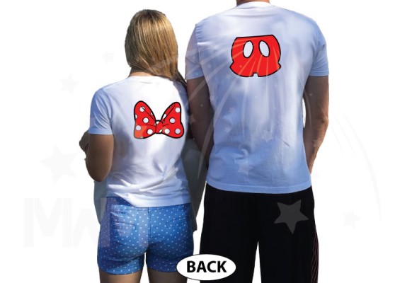 Cute Mr Mrs Matching Shirts, Minnie Mouse Polka Dots Bow, Mickey Mouse Pants