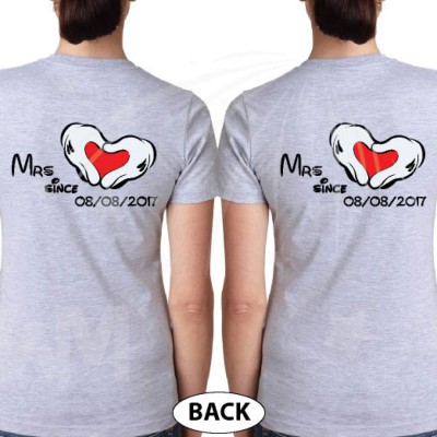 LGBT Lesbian I'm Her Beauty I'm Her Beast Mrs Since Wedding Custom Date Minnie Mouse Hands in Heart Shape