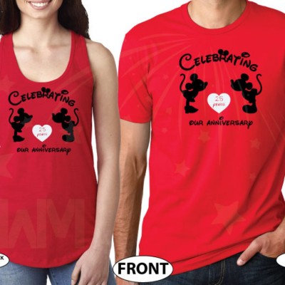 Disney Cute Matching Shirts Celebrating Our Anniversary Together Since (enter your year) Mickey Minnie Mouse Kissing