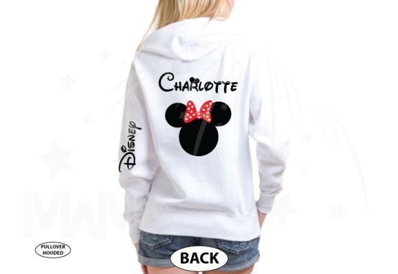 Disney Minnie Mouse Red Polka Dots With Custom Name, Cute Bow Shirt