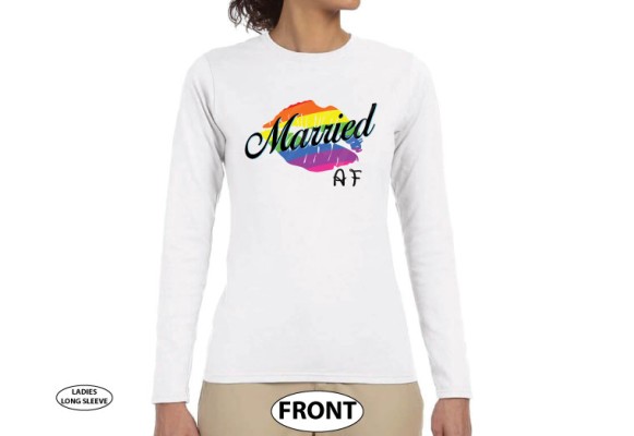 LGBT Lesbian or Gay Single Shirt, Ladies and Mens Cut, Married AF, Rainbow Love Lips