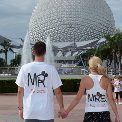 Mr Mrs Est 2017 Matching Couple Shirts Disney Font, This Is Happily Ever After, Married With Mickey