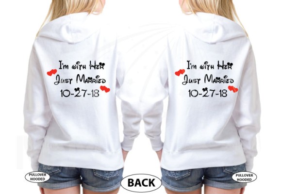 LGBT Lesbian I'm With Her Just Married With Wedding Date Cute Shirts