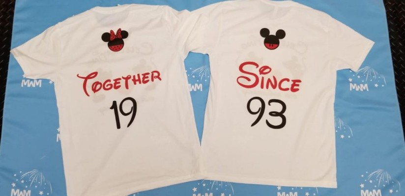 Disney Cute Matching Shirts Celebrating Our Anniversary Together Since (enter your year) Mickey Minnie Mouse Kissing