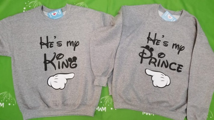 LGBT Gay Matching He's My king He's My Prince, With Mickey Mouse Pointing Hands, Mickey Hands Heart With Date