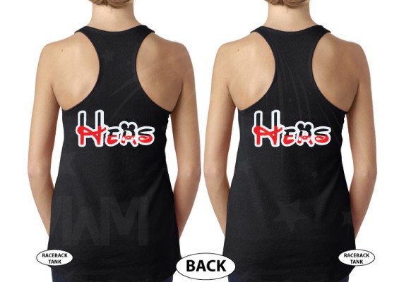 LGBT Lesbian Matching Shirts, Disney D, Hers and Hers, Kissing Minnie Mouse