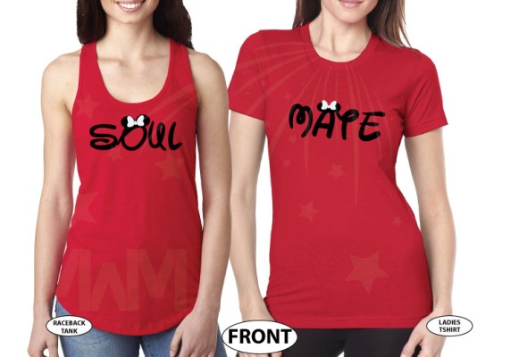 LGBT Lesbian Cute Shirts Soul Mate With Custom Date Kissing Minnie Mouse