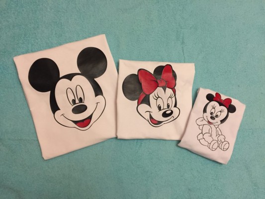 Adorable Matching Family Look, Mickey Mouse Dad, Minnie Mouse Mom, Mini Minnie Mouse Daughter