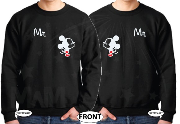 LGBT Gay Matching Mr Mickey Mouse Shirts With Mickey hands shaped as a heart with custom wedding date