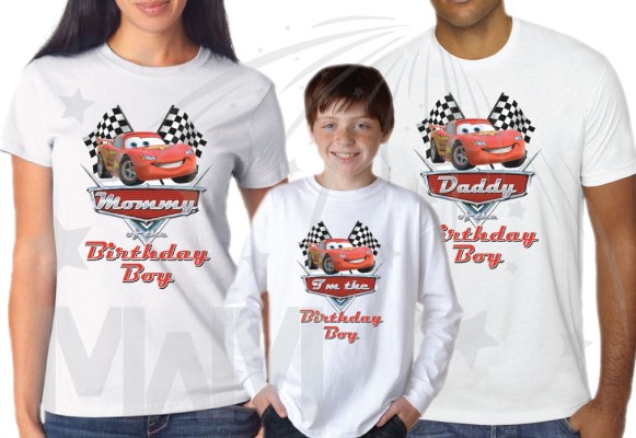 Matching Family Set for Birthday Boy, Mommy of the Birthday Boy and Daddy of the Birthday Boy from Cars movie