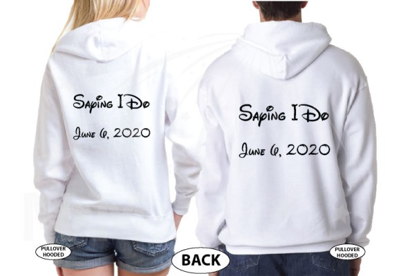 Adorable matching couple Future Husband and Wife apparel, Saying I Do with custom date