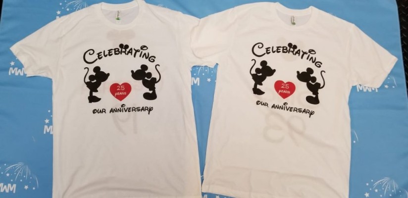 Personalized Disney Mr and Mrs Matching Shirts, Celebrating Our Anniversary (enter your year), Mickey and Minnie Mouse cute kissing