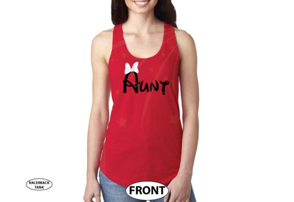 Aunt shirt Personalized Disney gift, Minnie Mouse ears and cute red bow, Disney World family vacation trip Disney for etsy clothing store