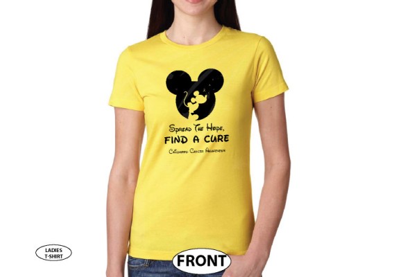 Spread The Hope Find a Cure Childhood Cancer Awareness slogan with Mickey Mouse silhouette shirt store custom create make your own etsy