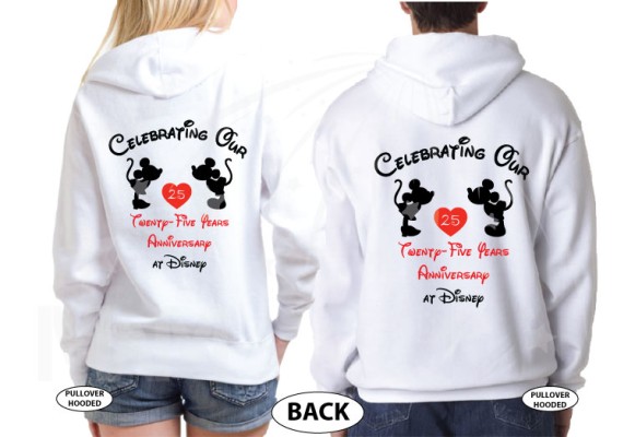 Cute matching couple shirts Celebrating Our Anniversary at Disney Mickey Minnie Mouse Kissing and names etsy store plus size 5XL sweaters