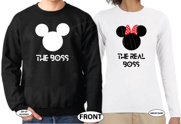 The Boss Real Boss matching couple shirts with Mickey and Minnie Mouse Disney universe walmart target forever 21 etsy store kohls orlando