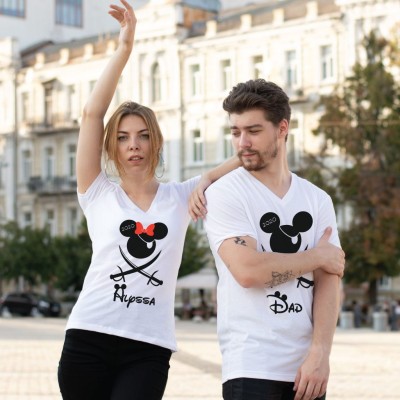 Mickey Minnie Mouse Pirate Matching Shirts, With Custom Names and Year