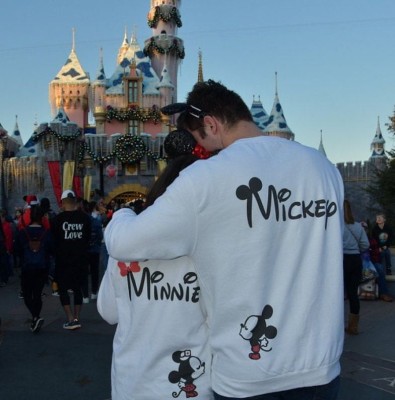 Mickey Minnie Super Cute Disney Matching Couple Shirts, Mix and Match Styles, Add Rhinestones (free, optional)