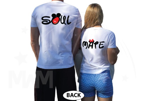 Soul Mate Couple Shirts Disney Font Minnie Mouse Bow Mickey Mouse Pants
