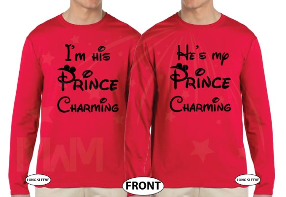 Personalized LGBT Gay matching tee t-shirts for Prince Charming I'm his and He's my super cute couples vacation Walt  World land
