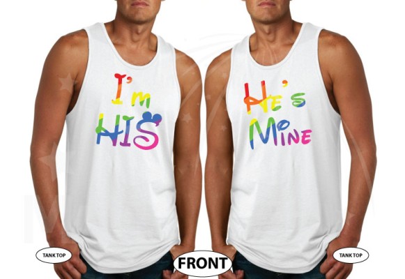 Personalized LGBT Gay matching shirts I'm His and He's Mine with initials and wedding date for men couple moon honeymoon red hoodies