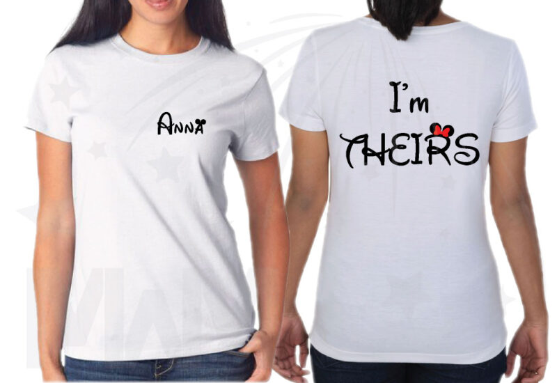 Matching LGBT Family Shirts, Lesbian Cute Parents I'm Hers She's Mine I'm Theirs (3 and more shirts) married with mickey mwm